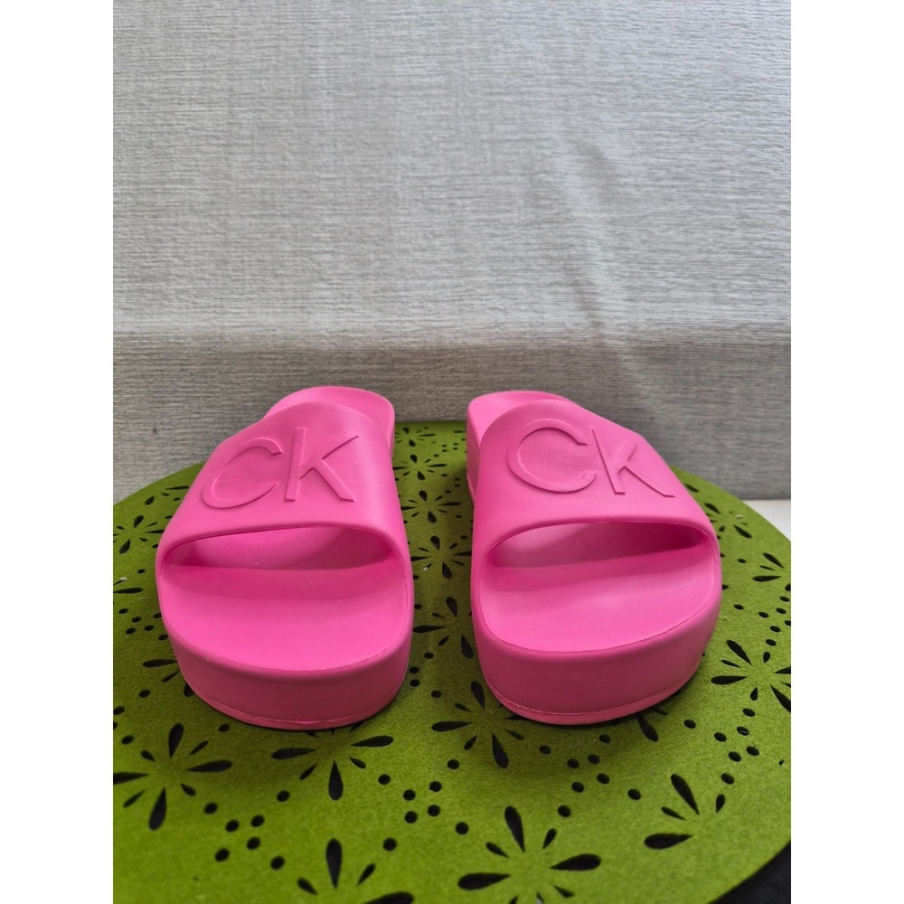Calvin Klein Holly Womens US 5 M Platform Slide Sandals Pink Open Toe Slip On - Picture 2 of 8